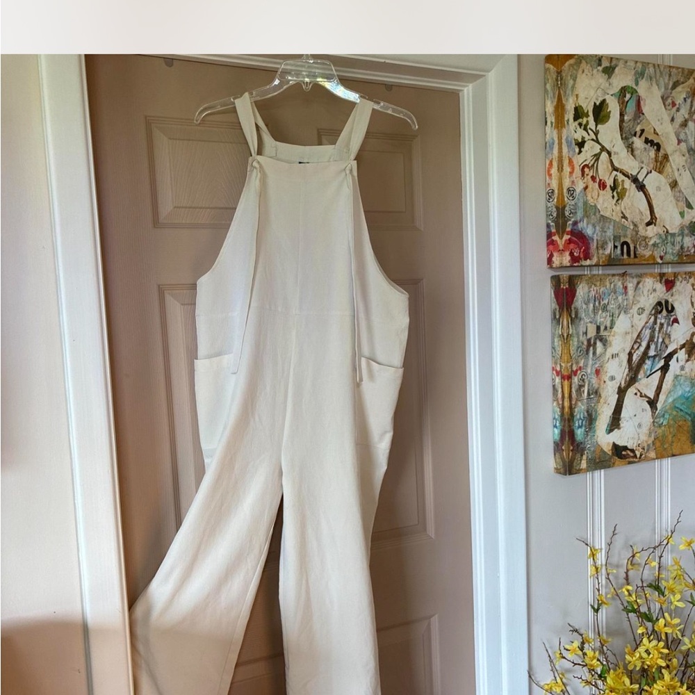 SHEIN Cream Wide-Leg Overalls Jumpsuit
